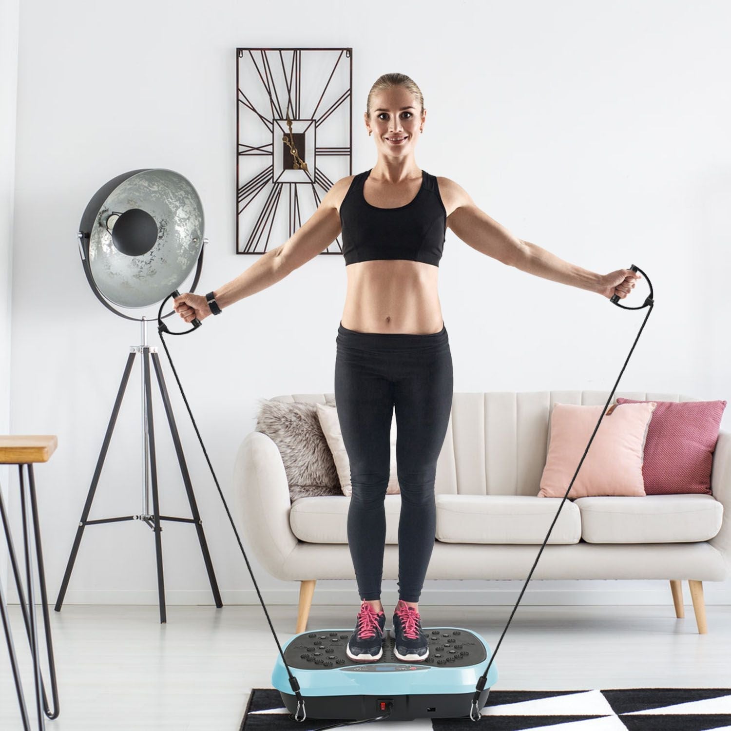 Vibration Exercise Machine With Resistant Bands Remote Control Whole Body Vibration Platform Workout Equipment Home Fitness Training Equipment For Weight Loss Fat Burner New Era Fashion LLc