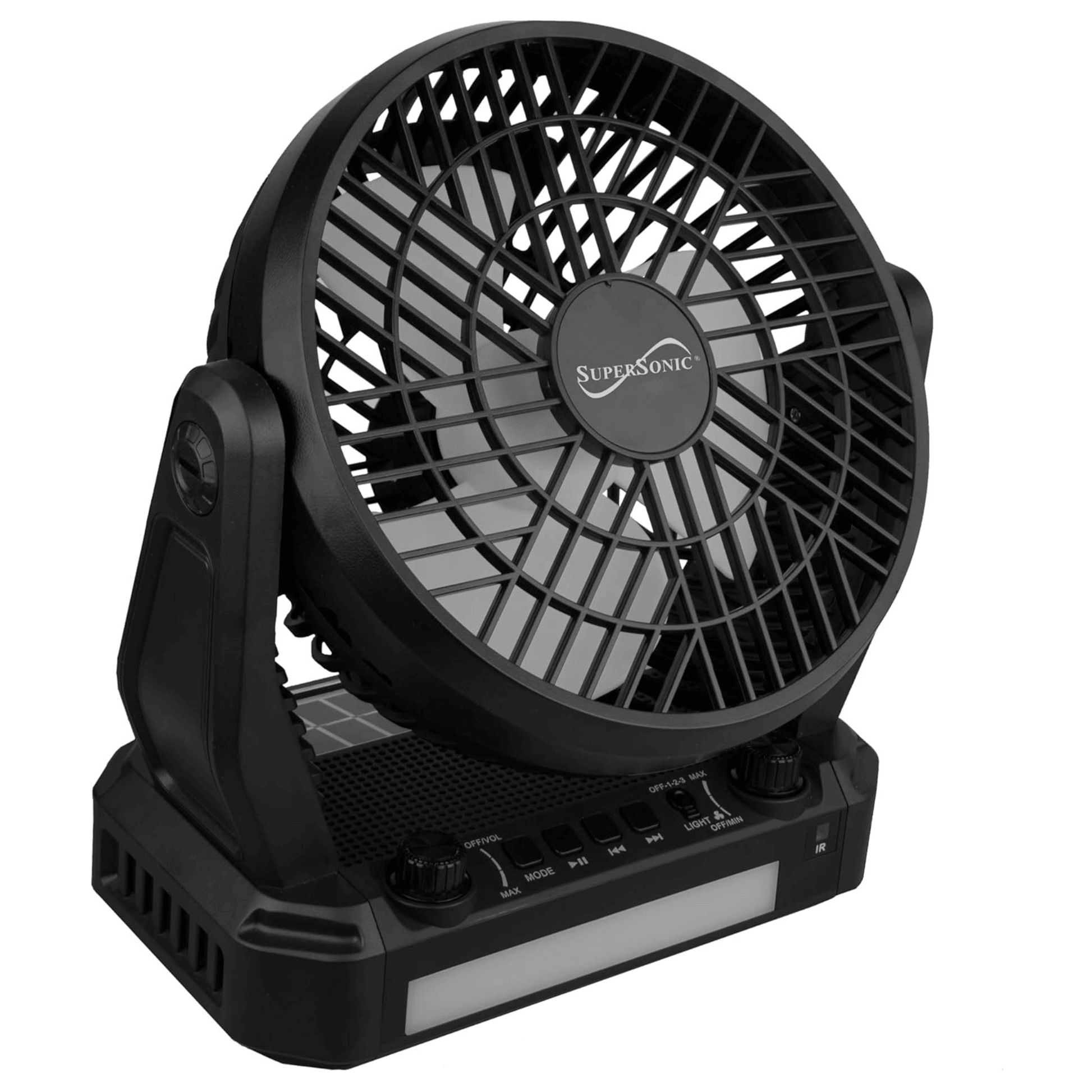 Supersonic Solar-Powered BT Speaker with FM Radio, LED Flashlight & Fan New Era Fashion LLc