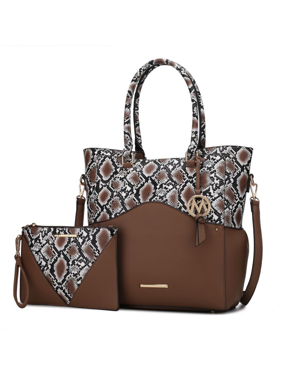 MKF Collection Iris Snake Embossed Vegan Leather Women Tote Bag with matching Wristlet Pouch by Mia k New Era Fashion LLc
