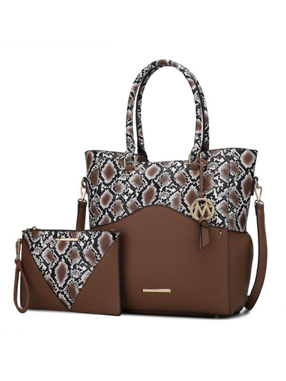 MKF Collection Iris Snake Embossed Vegan Leather Women Tote Bag with matching Wristlet Pouch by Mia k New Era Fashion LLc