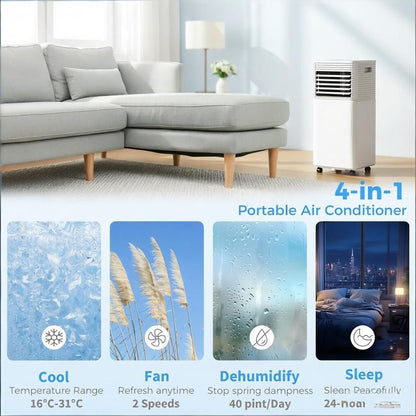 White 10000 BTU Mobile Air Conditioner with Remote Control 24H Timer LED Display for Cooling And Dehumidifying New Era Fashion LLc