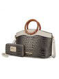 MKF Collection Phoebe Faux Crocodile Embossed Vegan Leather Women Tote with Wristlet Wallet Bag by Mia k New Era Fashion LLc