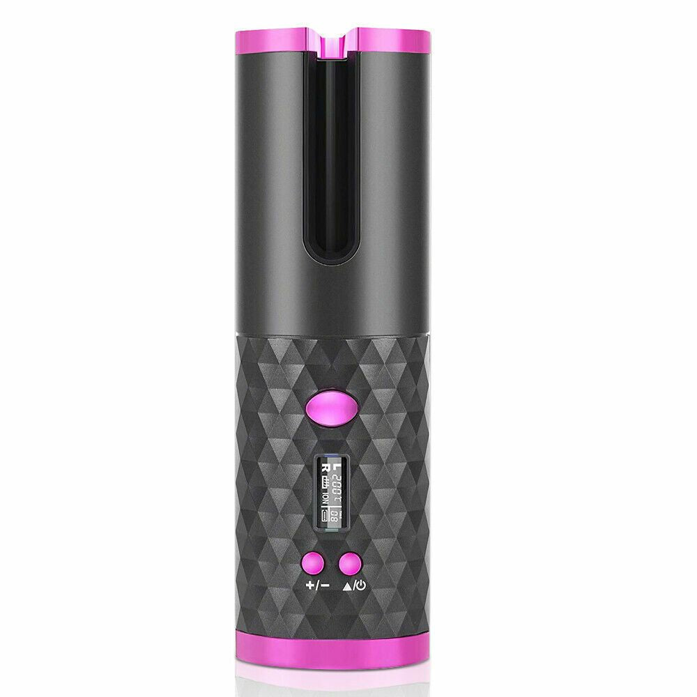 Hair Curler LCD Cordless Auto Rotating Waver Curling Iron Ceramic Wireless USA New Era Fashion LLc