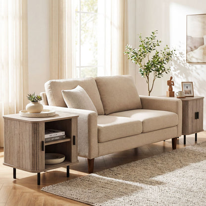 End Table Modern Mid Century Nightstand with Sliding Tambour Doors and Storage Shelf New Era Fashion LLc