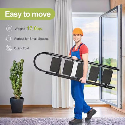 5 Step Ladder with Anti-Slip Pedals, Foldable Steel Step Stool with Tool Tray, 300LBS Capacity Portable Ladder for Home, Kitchen, Library, Office New Era Fashion LLc