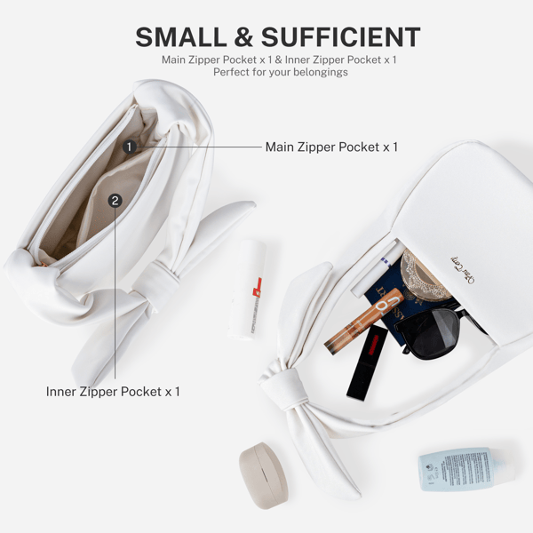 Hobo Hand Bag for Womens, Small Vegan Leather Hobe Handbag Shoulder Purses for Women with Zipper-White New Era Fashion LLc