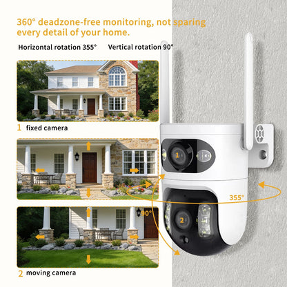 Dual eye gun ball linkage monitoring camera, panoramic+detail dual camera, high-definition security more comprehensive New Era Fashion LLc