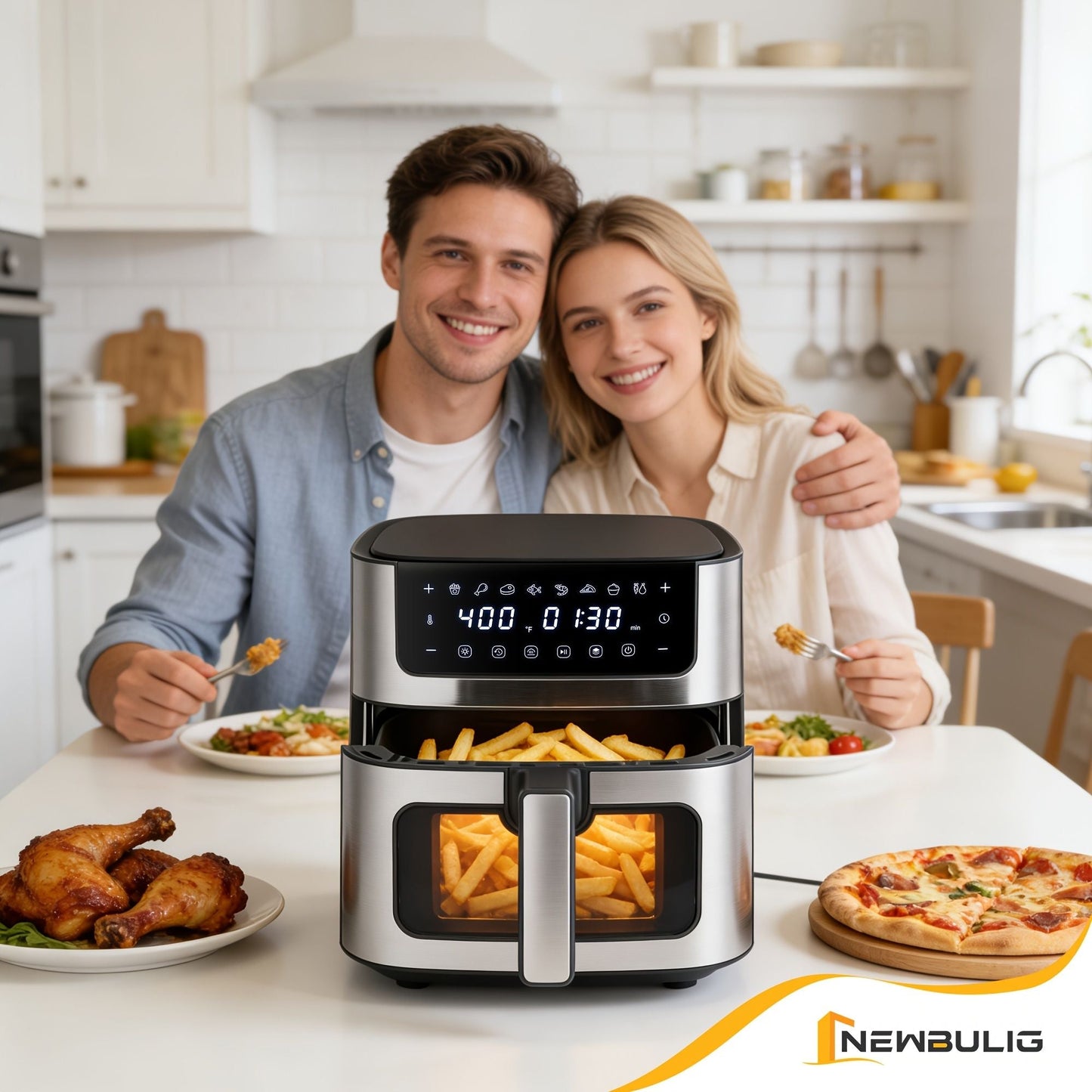 6.34QT Multi-Function Air Fryer with Ceramic Coating Suitable for Roast, Bake, Broil, Dehydrate, Reheat & Keep Warm, Digital Temperature (90°F-450°F), Easy-Clean Cooker for, -Type Plug ( Plug) New Era Fashion LLc