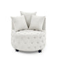 Velvet Upholstered Swivel Chair for Living Room, with Button Tufted Design and Movable Wheels, Including 3 Pillows New Era Fashion LLc