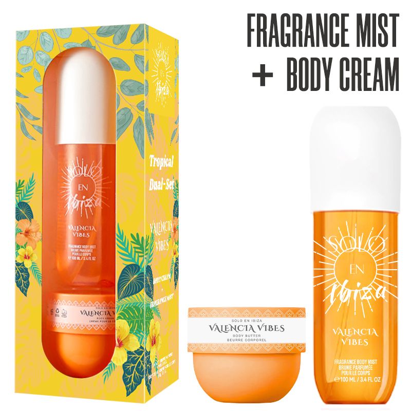 2-Piece Set, SOLO EN IBIZA Body & Hair Fragrance Mist And Body Cream Gift Box For Men And Women, Long Lasting Fragrance, 4 Different Scent, Perfect For Holiday Gifts, Dating, Daily Life, Parties New Era Fashion LLc