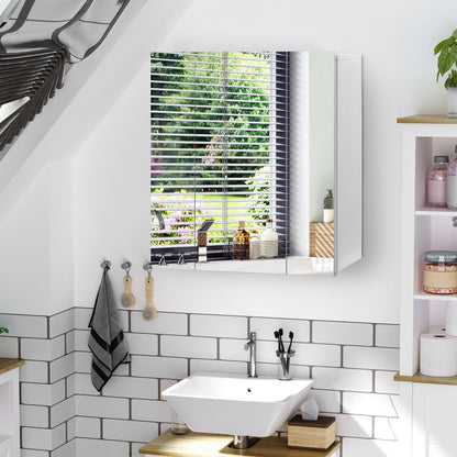 Wall Mounted Mirror Cabinet, Bathroom Medicine Cabinet with Mirror, 3 Doors and Adjustable Shelves, White New Era Fashion LLc