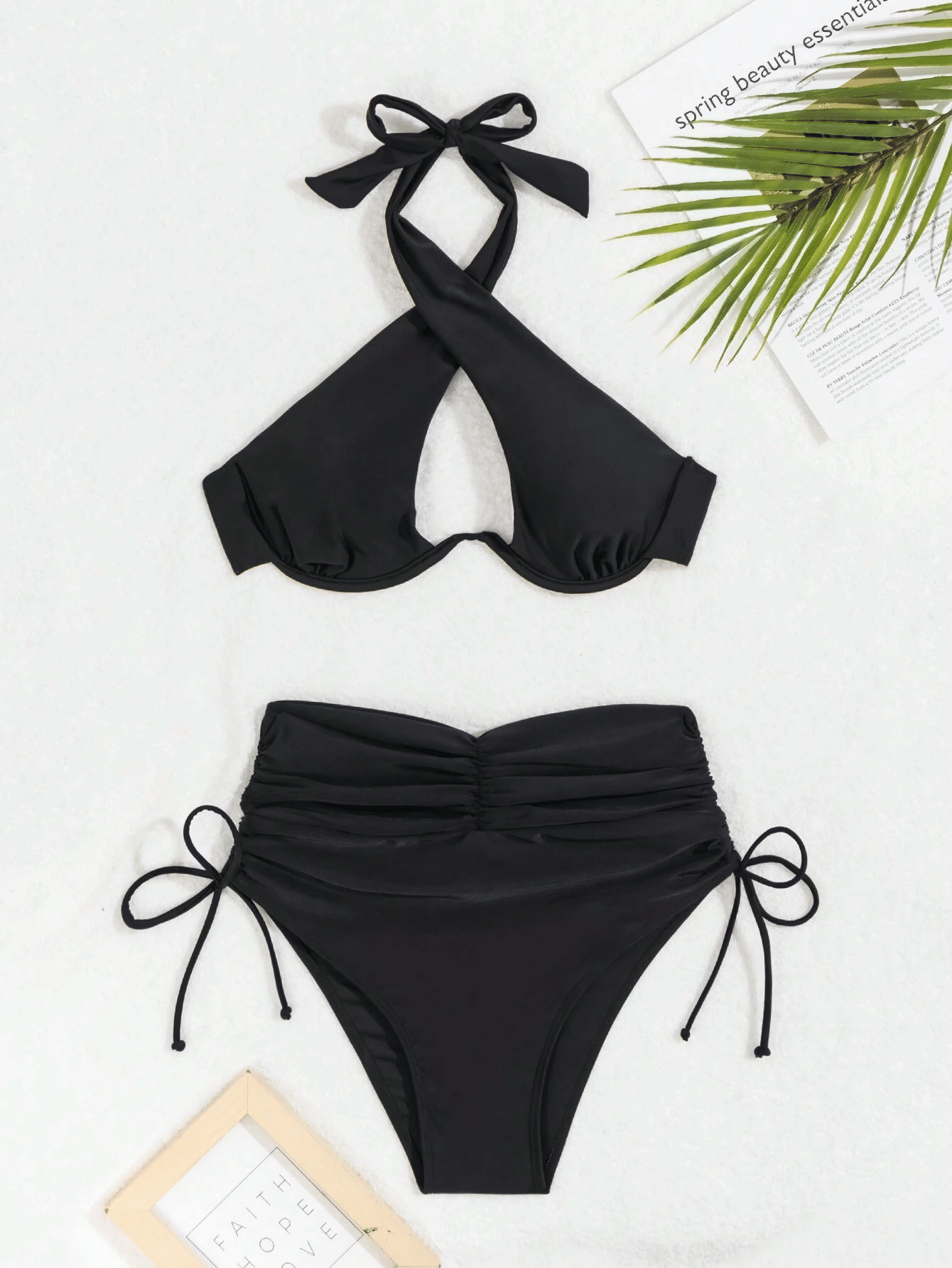 Women's black sexy  two-piece quick-dry fabric bikini swimwear New Era Fashion LLc