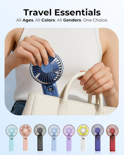 Portable Handheld Fan, Portable Fan Rechargeable, 4000mAh, 180° Adjustable, 6 Speed Wind, Display Electricity in Real Time, USB Rechargeable Foldable F an, Quiet Personal Fan as Power Bank New Era Fashion LLc