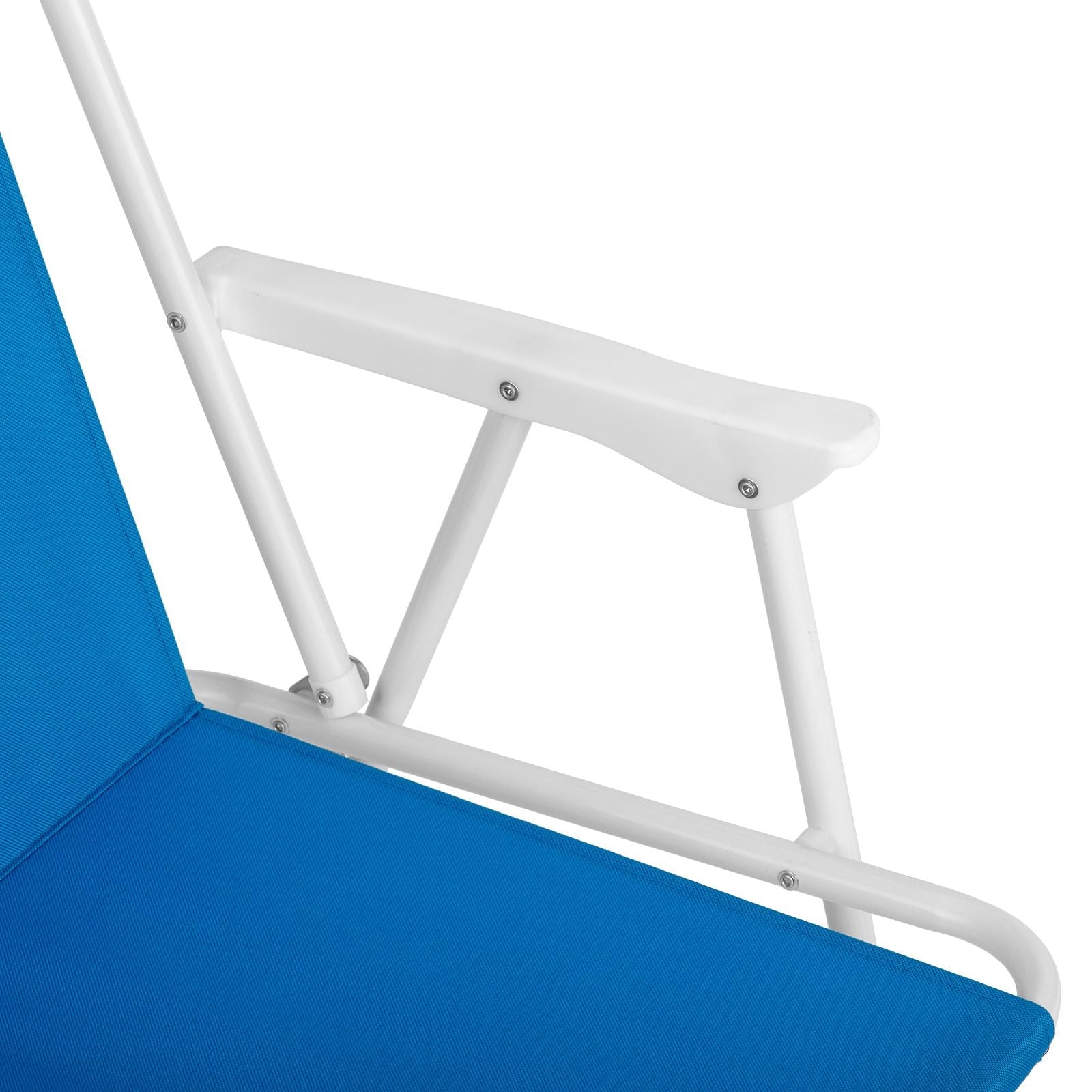 1 Pack Heavy Duty Steel Beach Chair with Umbrella, XL Size 15" Seat Height Royal Blue, Oxford Cloth with Support Bar, Single Position Adjustable, 120kg Load New Era Fashion LLc