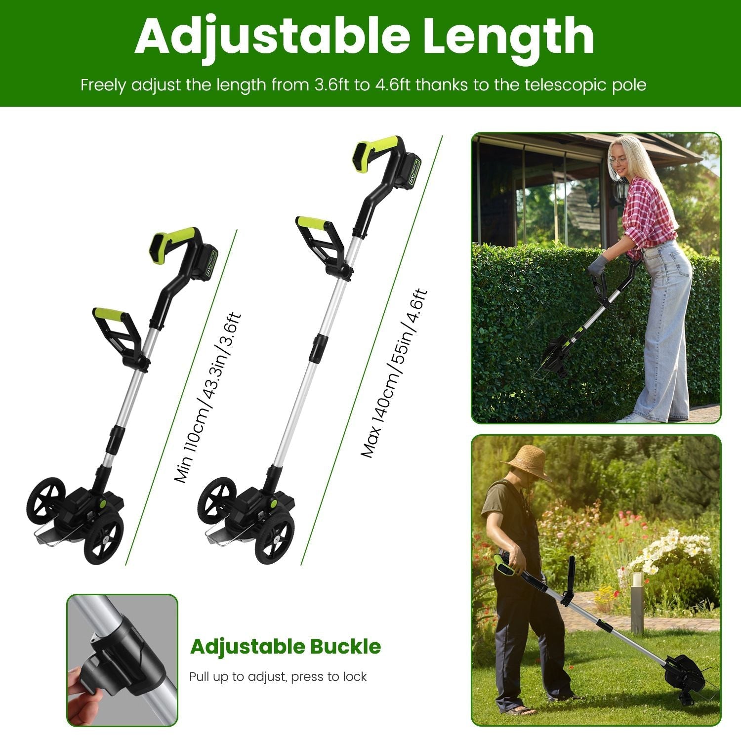 21V Electric Weed Edger Cordless String Trimmer Grass Mower Eater Bush Cutter with 16800RPM 2x 3000mAh Batteries 3.6-4.6FT Length 90° Rotatable Angle Saw Blade Steel Blade String Blade New Era Fashion LLc