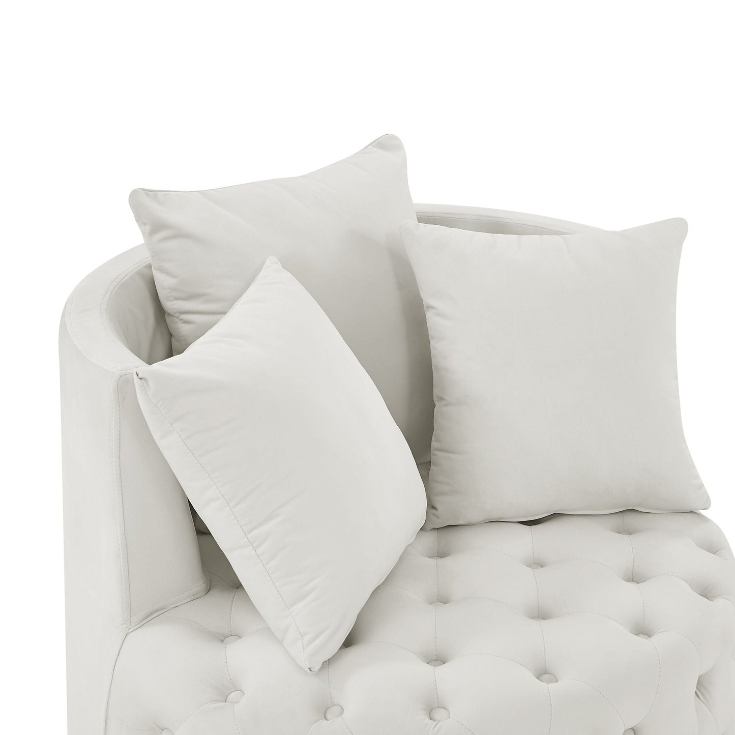 Velvet Upholstered Swivel Chair for Living Room, with Button Tufted Design and Movable Wheels, Including 3 Pillows New Era Fashion LLc