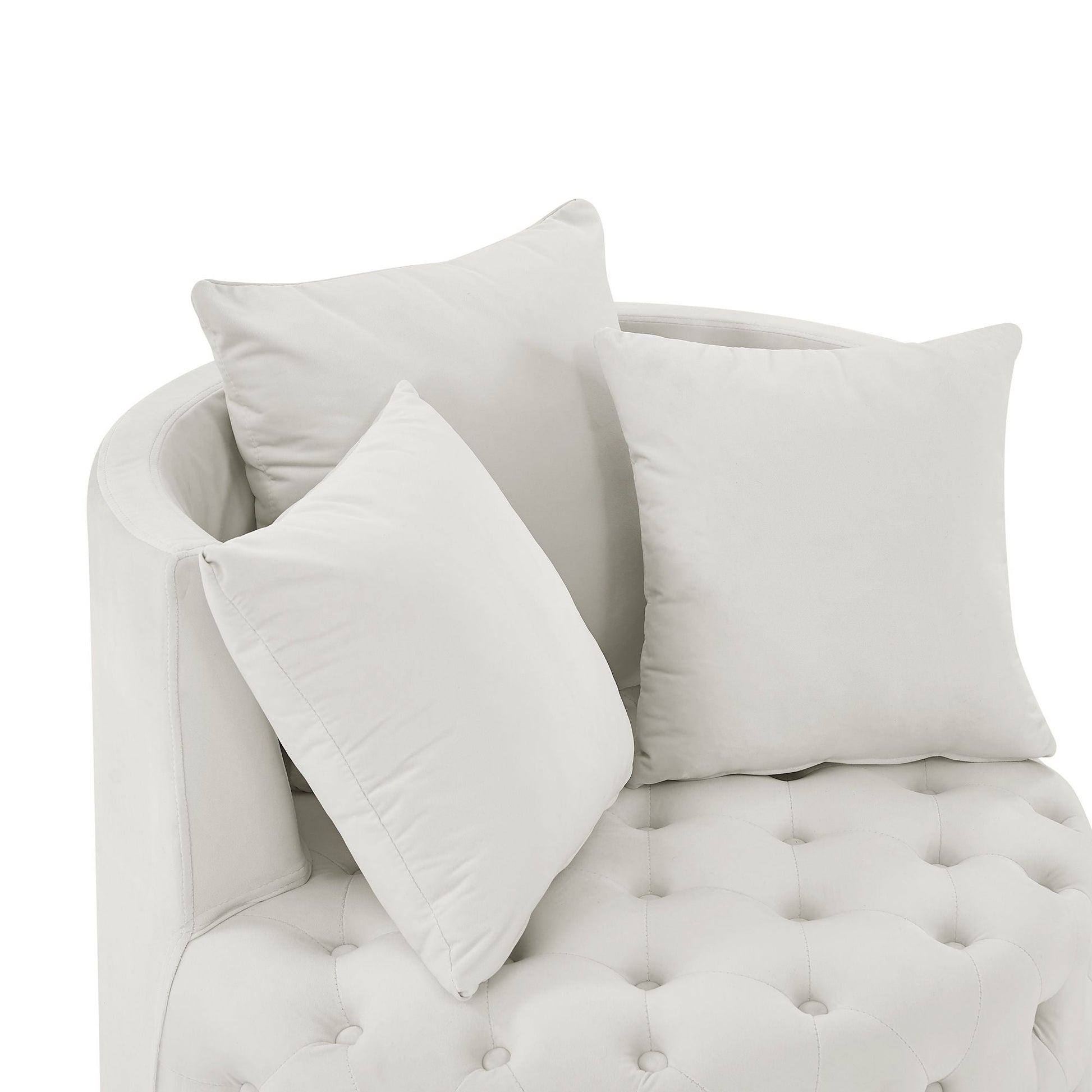 Velvet Upholstered Swivel Chair for Living Room, with Button Tufted Design and Movable Wheels, Including 3 Pillows New Era Fashion LLc