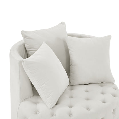 Velvet Upholstered Swivel Chair for Living Room, with Button Tufted Design and Movable Wheels, Including 3 Pillows New Era Fashion LLc