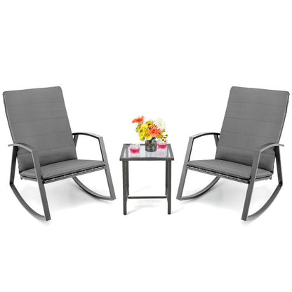 3 Pieces Patio Rattan Rocking Furniture Set New Era Fashion LLc