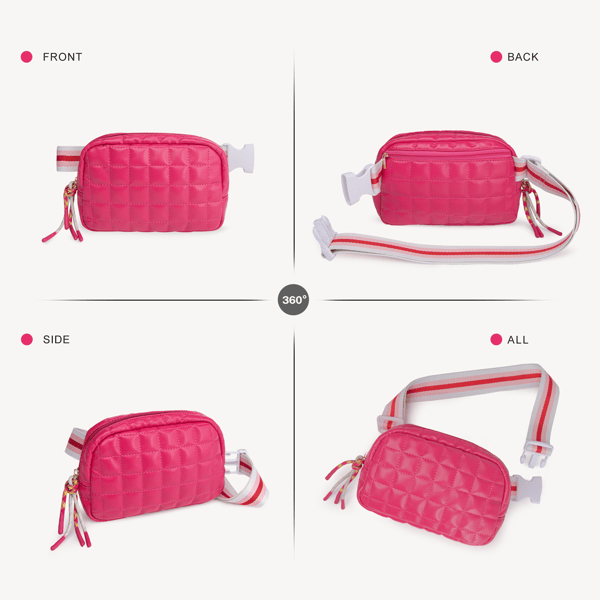 Puffer Bag Quilted Belt Bag Small Puffy Fanny Pack for Woman Running Traveling Hiking Workout Sports with Adjustable Strap-Rose New Era Fashion LLc