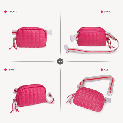 Puffer Bag Quilted Belt Bag Small Puffy Fanny Pack for Woman Running Traveling Hiking Workout Sports with Adjustable Strap-Rose New Era Fashion LLc