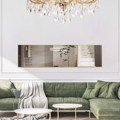 Floor Standing Mirror, Wall Mirror with Stand Aluminum Alloy Thin Frame,21''*64'',Black-rect New Era Fashion LLc