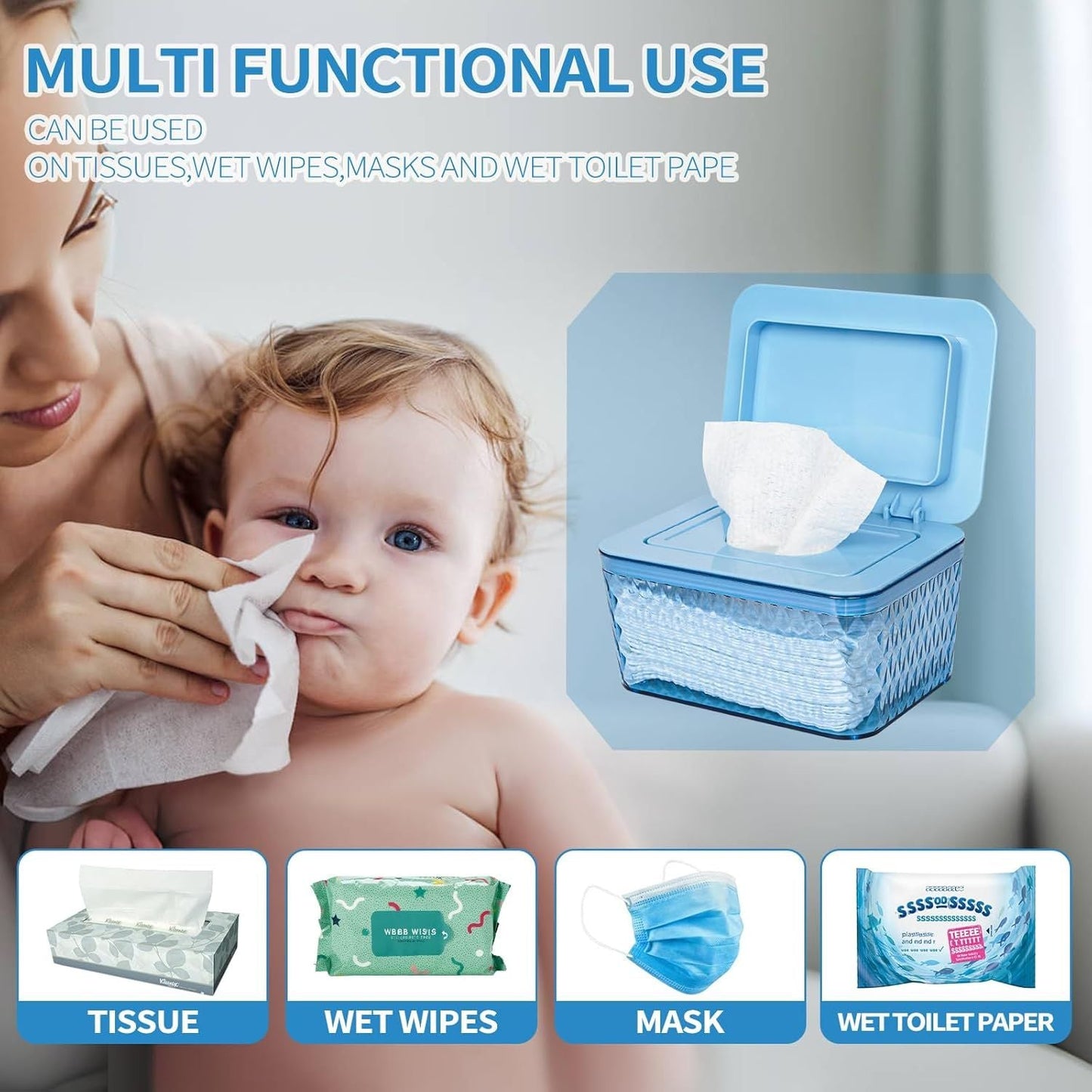Wipes Dispenser, One-Handed Operation Wipe Holder for Baby & Adult, Seal-Designed Wipes Container for Bathroom Keep Diaper Wipes Fresh New Era Fashion LLc