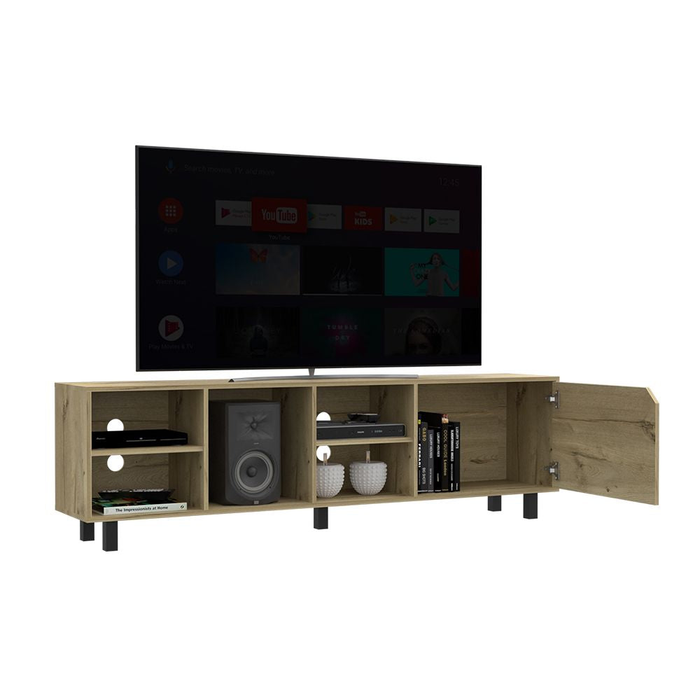 TV Stand for TV´s up 70" Estocolmo, Four Open Shelves, Light Oak Finish New Era Fashion LLc