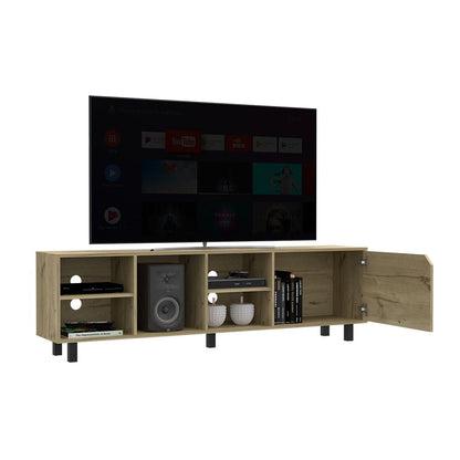 TV Stand for TV´s up 70" Estocolmo, Four Open Shelves, Light Oak Finish New Era Fashion LLc