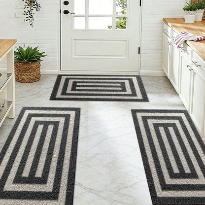 Three-piece kitchen rug set, non-slip and washable, abstract pattern kitchen hallway rug, soft and comfortable, suitable for sinks, floors, entrances, hallways and bathrooms. New Era Fashion LLc
