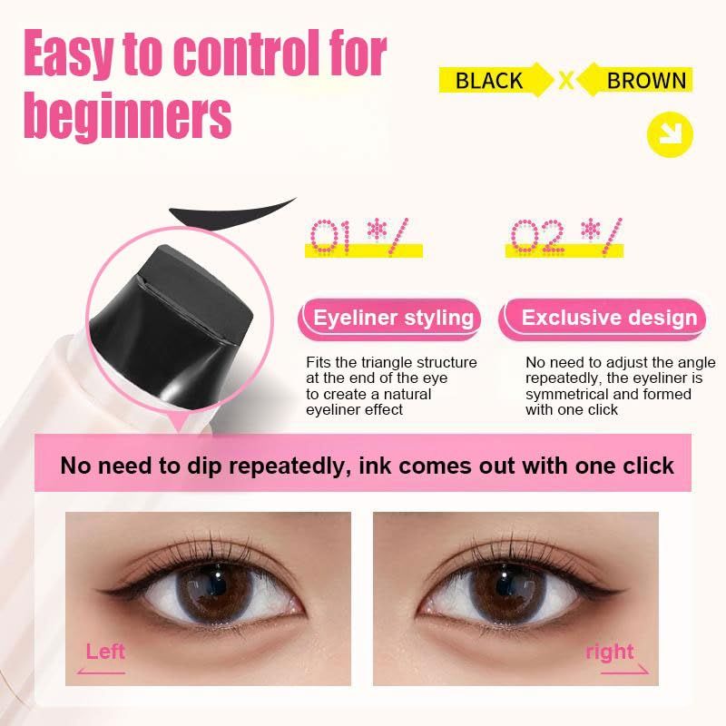 Winged Eyeliner Stamp Pen Dual Head Rotating Design, Quick-Dry, Long-Lasting, Smudge-Proof for Easy Cat Eye (1#/Black) New Era Fashion LLc