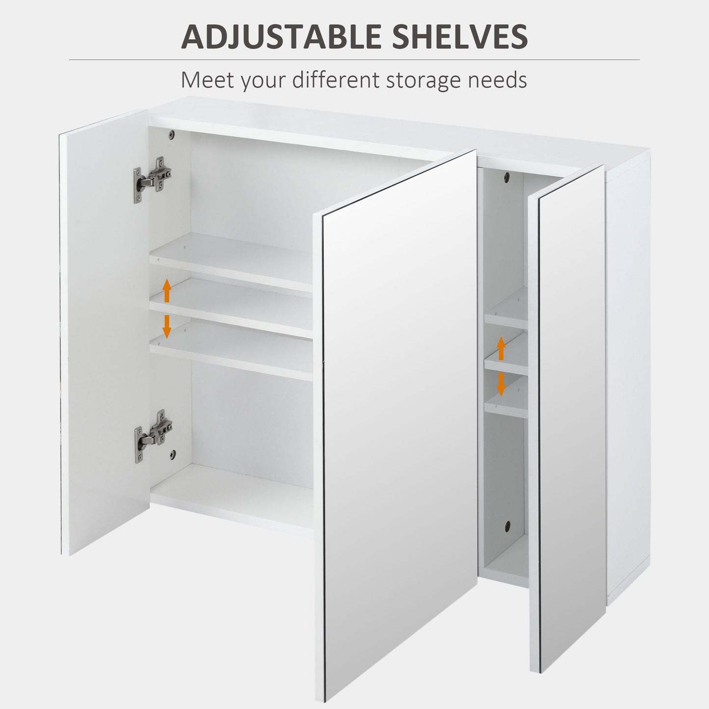 Wall Mounted Mirror Cabinet, Bathroom Medicine Cabinet with Mirror, 3 Doors and Adjustable Shelves, White New Era Fashion LLc