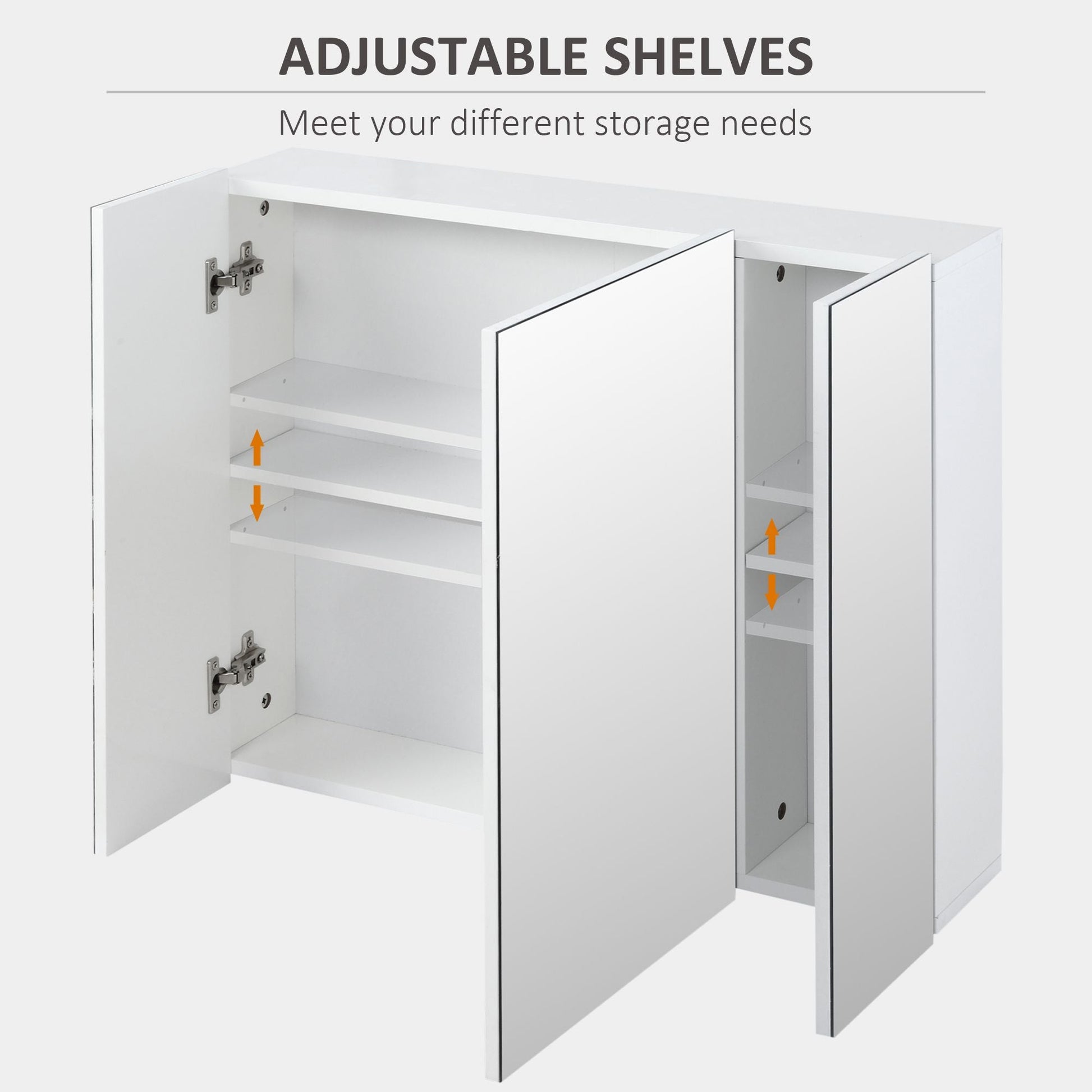 Wall Mounted Mirror Cabinet, Bathroom Medicine Cabinet with Mirror, 3 Doors and Adjustable Shelves, White New Era Fashion LLc