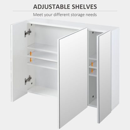 Wall Mounted Mirror Cabinet, Bathroom Medicine Cabinet with Mirror, 3 Doors and Adjustable Shelves, White New Era Fashion LLc