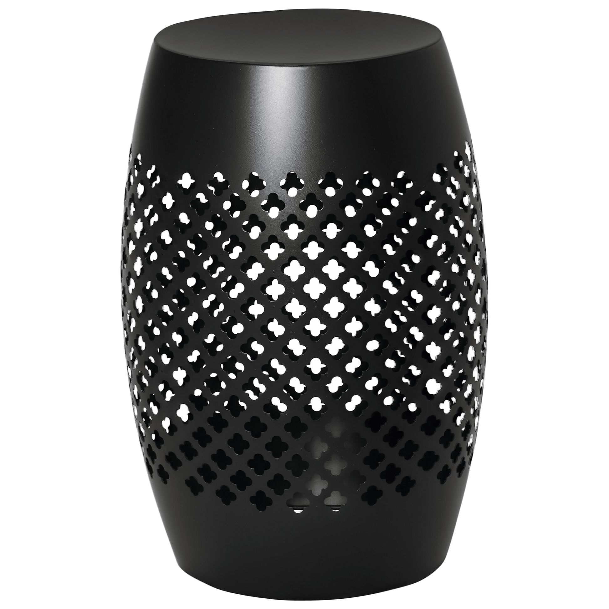 12.5" Steel Outdoor Side Table, Round Hollow Drum Patio End Table, Accent Table for Indoor and Outdoor, Black New Era Fashion LLc