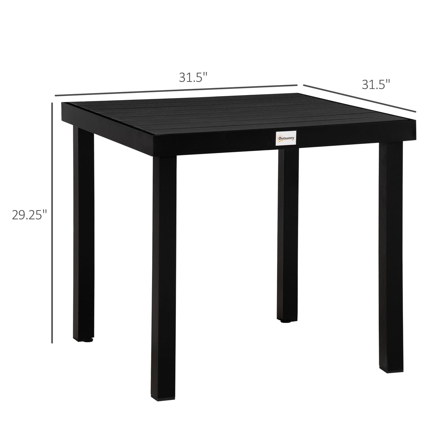 Patio Dining Table 4 Rectangular Aluminum Outdoor Garden Lawn Backyard Black New Era Fashion LLc
