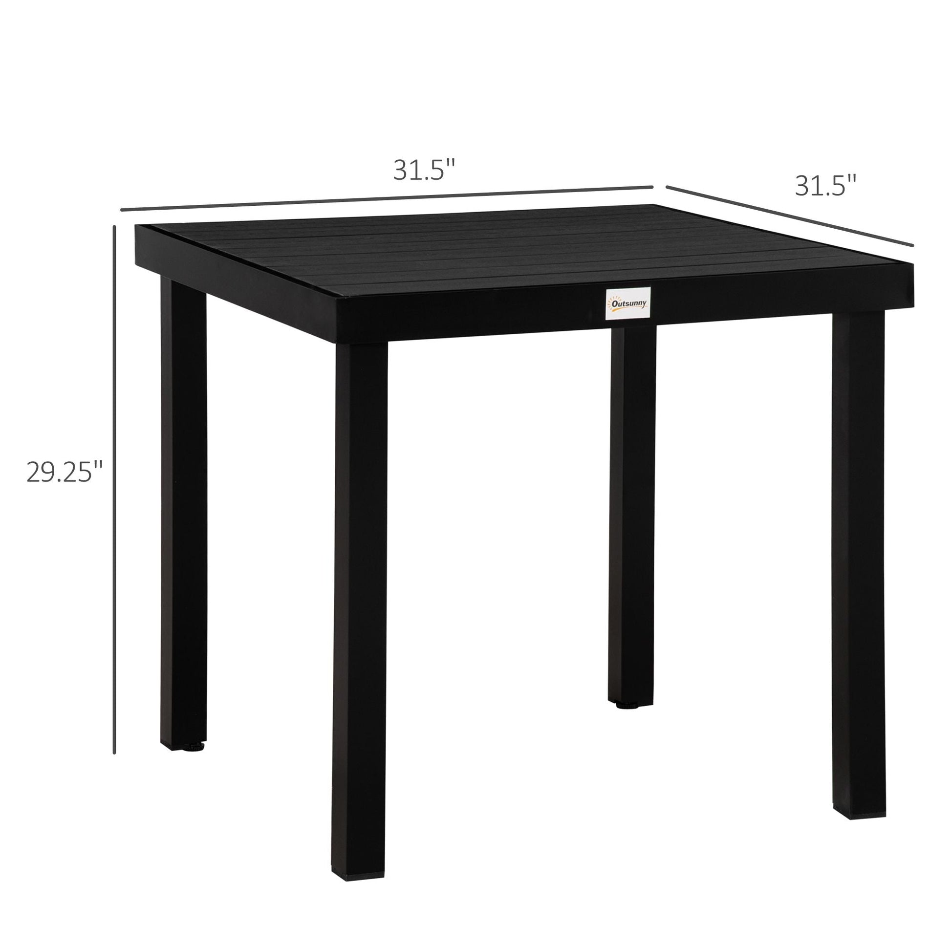 Patio Dining Table 4 Rectangular Aluminum Outdoor Garden Lawn Backyard Black New Era Fashion LLc