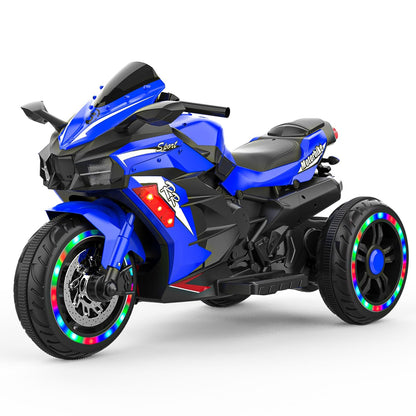 Kids Powered Ride-ons Toy, Kids Motorcycle for 3-6 Years, 12V Electric Ride on Motorcycle with Light Wheel & Bluetooth Music-Blue New Era Fashion LLc
