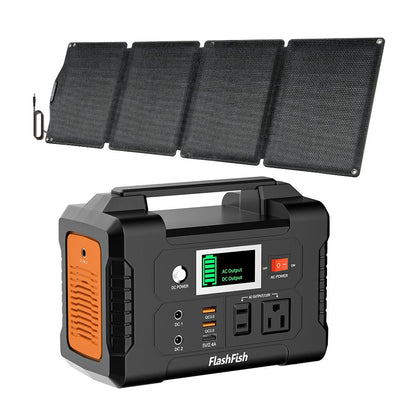 200W Portable Power Station;  FlashFish 40800mAh Solar Generator with 60W 18V ETFE Portable Solar Panel;  Flashfish Foldable Solar Charger New Era Fashion LLc