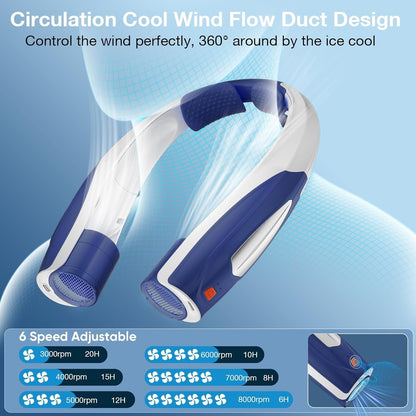 Neck Fan, 6 Speeds Adjustable Portable Personal Fan Rechargeable, Faster Cooling Wearable Fan, Ultra Quiet for Home, Office, Travel, Outdoor New Era Fashion LLc