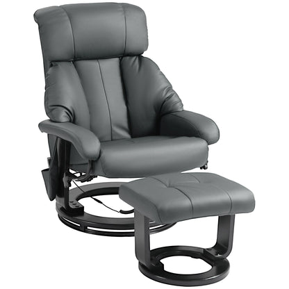 Faux Leather Swivel Massage Recliner with Ottoman, Remote, Side Pocket for Relaxation | Living Room Essentials New Era Fashion LLc