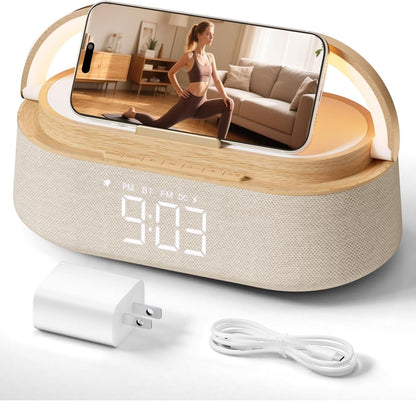 Bluetooth Speaker with Wireless Charge FM Radio 2500mAh Battery, LED Night Light Suitable for Home,Bedroom,Office,Gifts New Era Fashion LLc