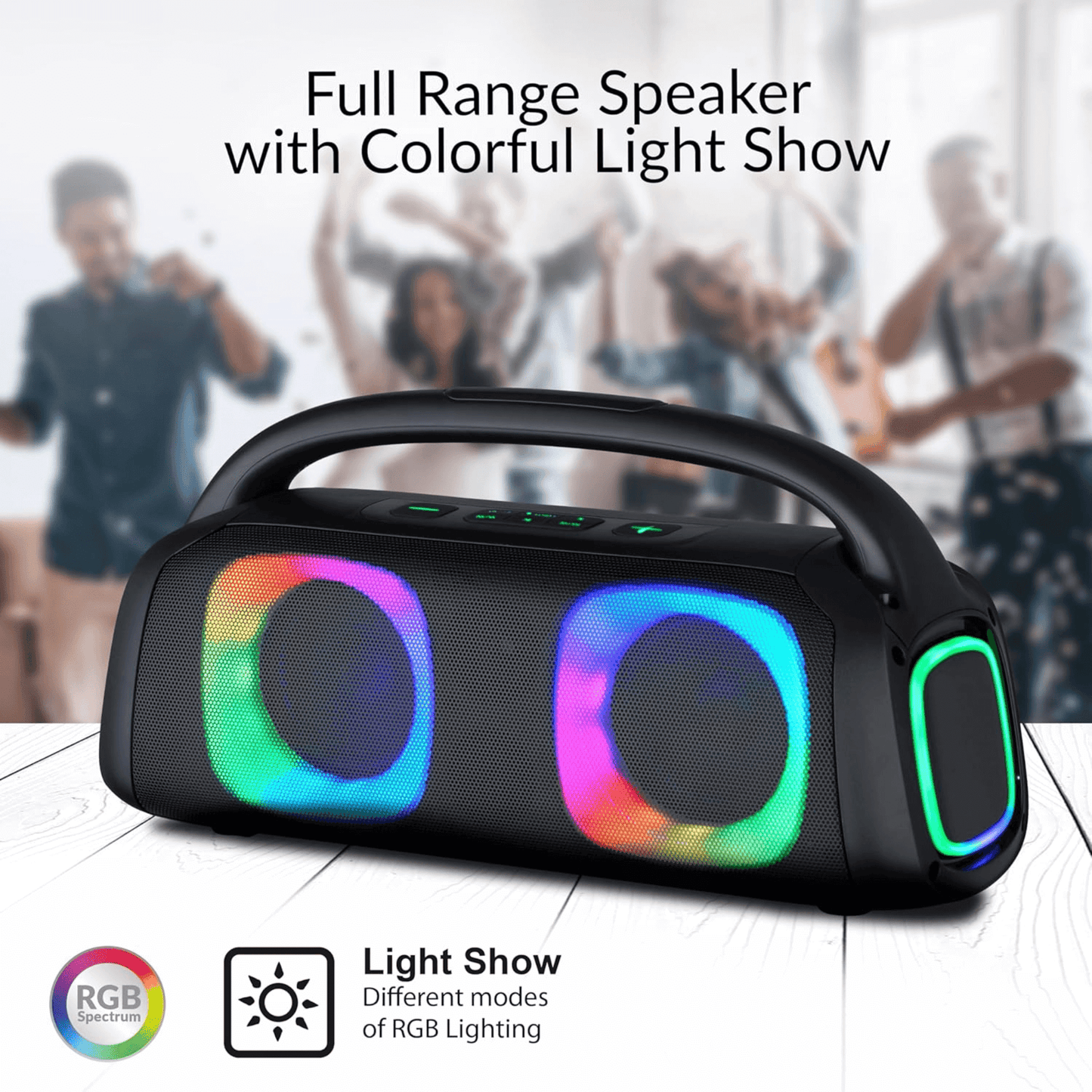 IQ Sound Portable Bluetooth Speaker with RGB Lights and TWS-Enhanced Stereo Sound New Era Fashion LLc