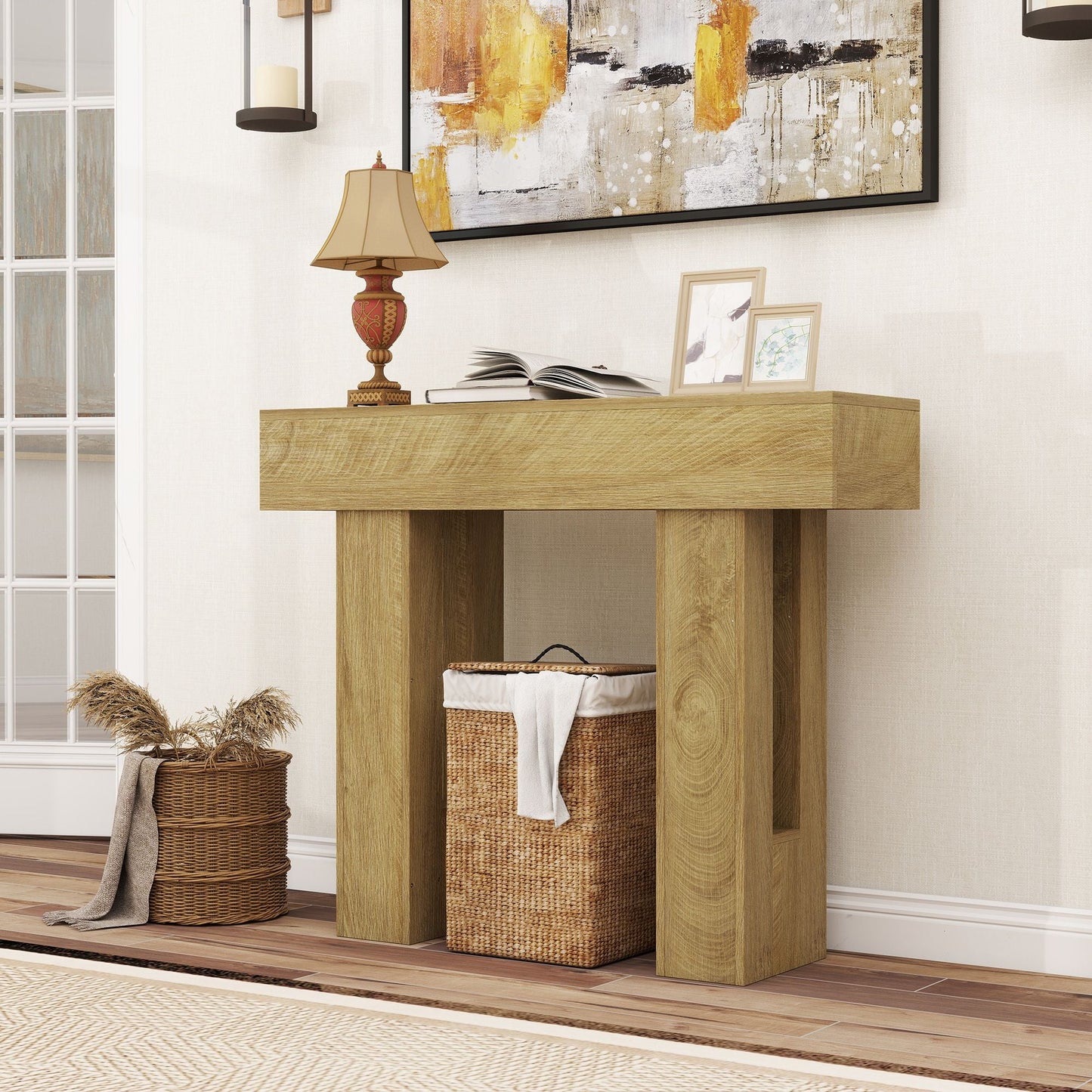 42 Inch Console Table, Sofa Table Behind the Couch with Thickened Tabletop for Living Room, Hallway, Entrance, Oak New Era Fashion LLc