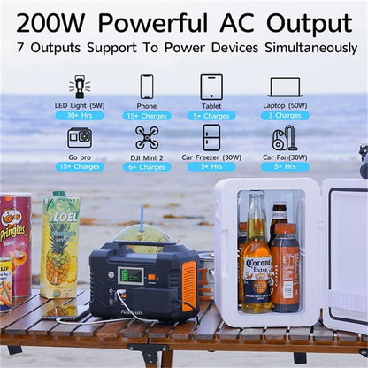 200W Portable Power Station;  FlashFish 40800mAh Solar Generator with 60W 18V ETFE Portable Solar Panel;  Flashfish Foldable Solar Charger New Era Fashion LLc