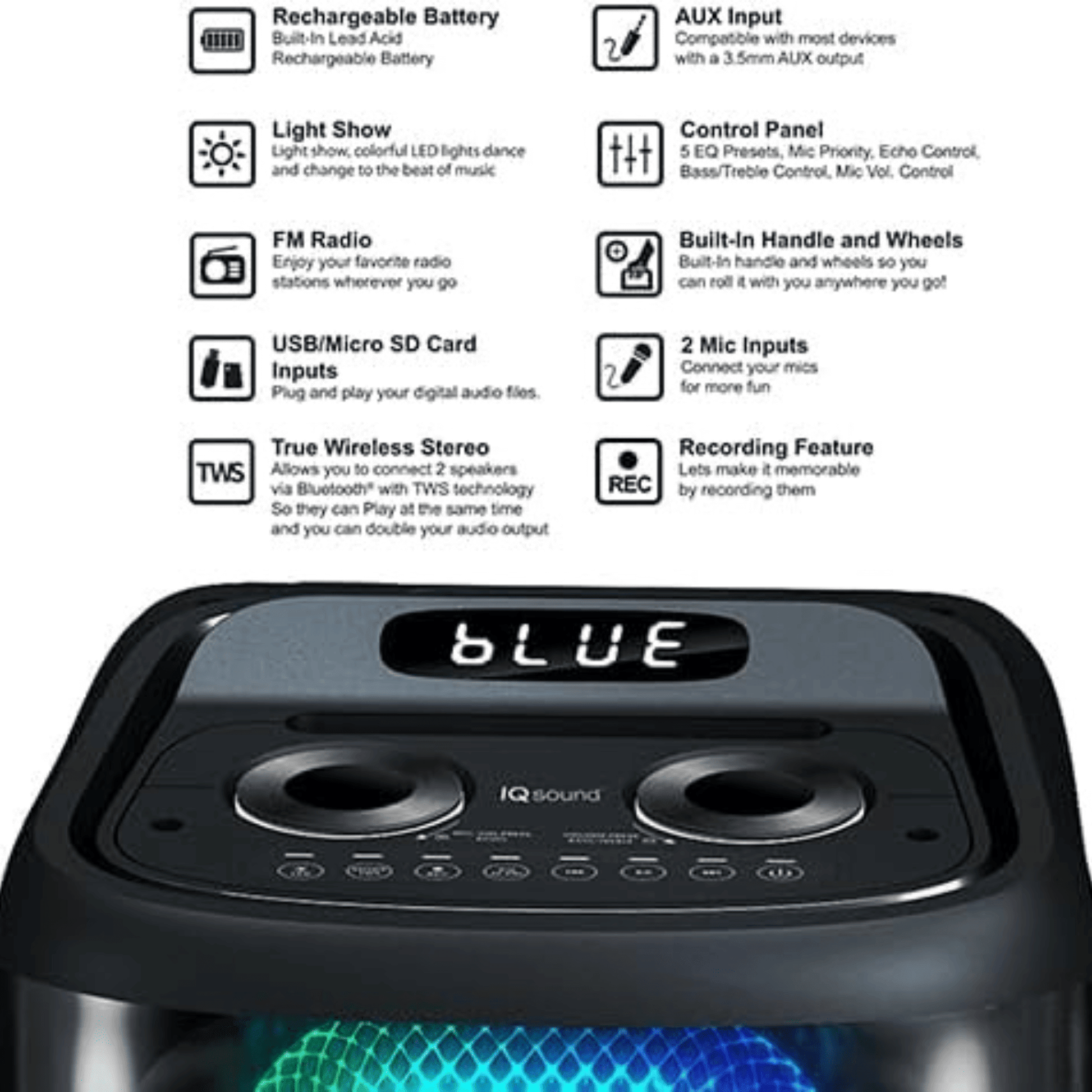 IQ Sound TorusFLEX 2x10-Inch Portable Bluetooth DJ Speaker New Era Fashion LLc