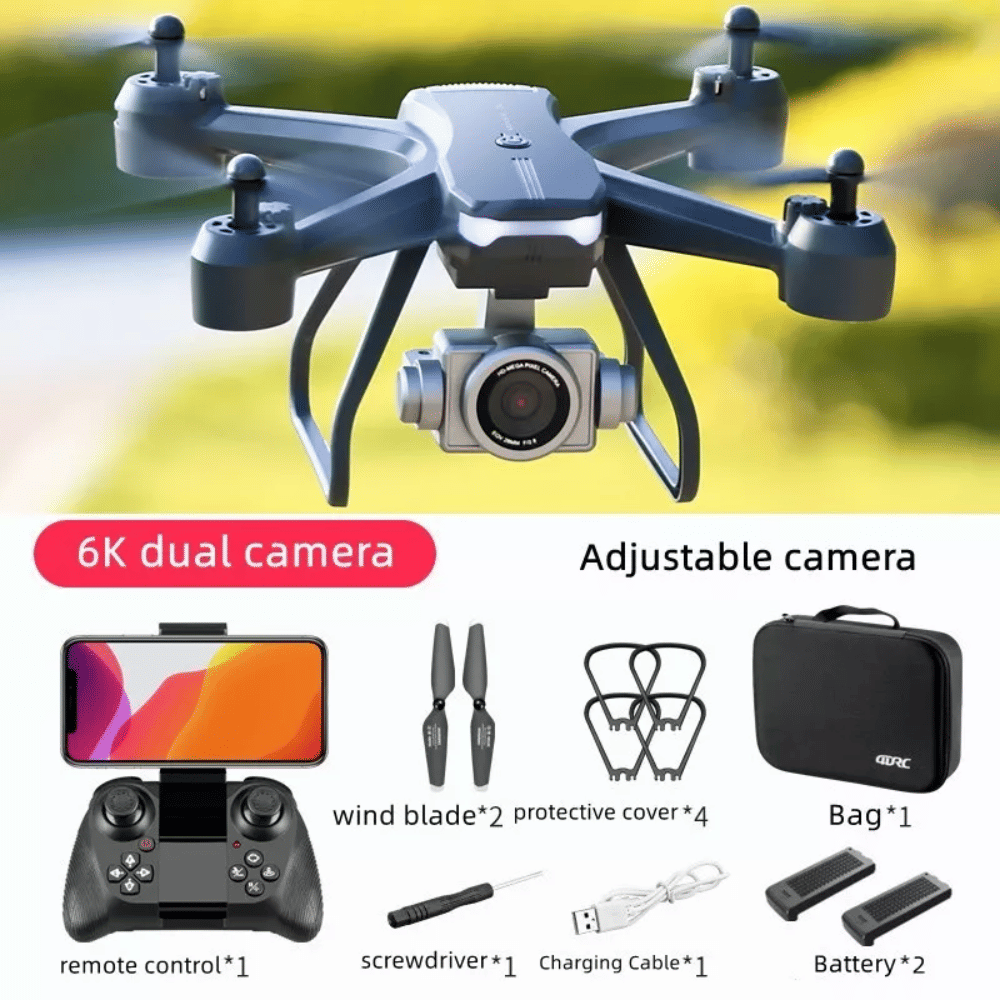 2026 Professional Drone 6K HD Dual Camera Wifi FPV Portable RC Quadcopter 2 BATTERY,Drones suitable for adults/beginners.Logistics is randomly sent by UPS/UNI/USPS/.GOFO New Era Fashion LLc