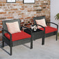 3 Pieces Outdoor Rattan Patio Conversation Set with Seat Cushions New Era Fashion LLc
