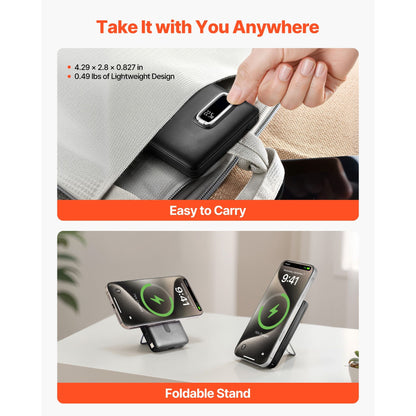 Magnetic Power Bank, 10000 mAh Battery Pack, Wireless MagSafe-Compatible Portable Charger, with Smart LED Display, Foldable Stand, Fast Charging for iPhone16/15/14/13/12 Series, Samsung, Huawei New Era Fashion LLc