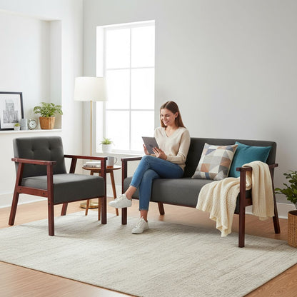 Wood Frame Accent Armchair New Era Fashion LLc